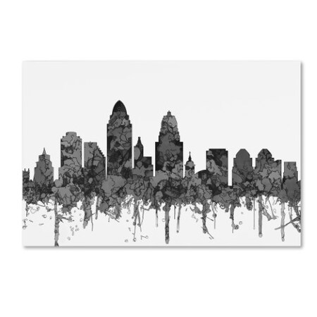 Trademark Fine Art Marlene Watson 'Cincinnati Ohio Skyline BW' Canvas Art, 22x32 MW00589-C2232GG